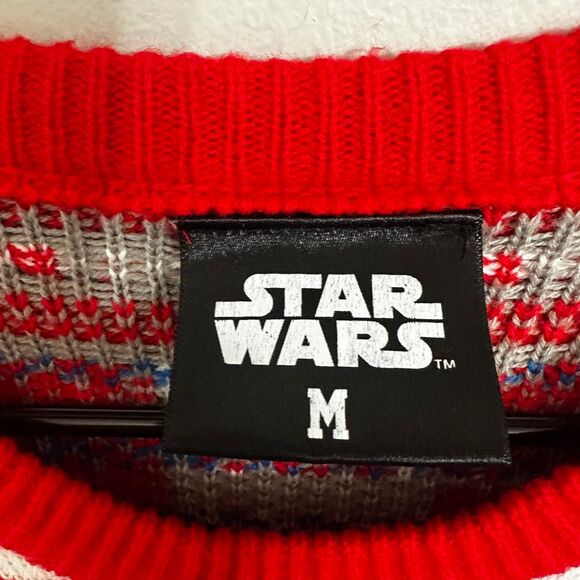 Star Wars Mens Medium Christmas Sweater Holiday Red R2-D2 - Picture 2 of 3